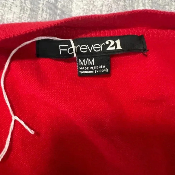 FOREVER 21 CARDIGAN SWEATER RED WJITE BLUE STRIPED BUTTON UP SIZE MEDIUM - Picture 7 of 8